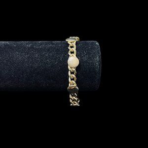 Gold Tone Curb Link Bracelet With Round Embellishments (5090)